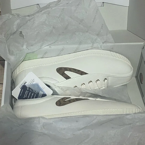 Tretorn Nylite Plus Leather White Leopard Sneakers Sz 8 - Picture 5 of 5